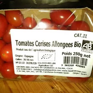 Tomates cerises allongées bio Cat. II
