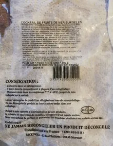 Cocktail de fruits de mer surgelés