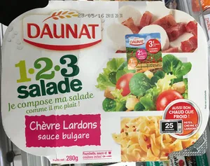 1-2-3 Salade Chèvre Lardons sauce bulgare