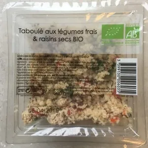 Taboulé légumes frais et raisins secs