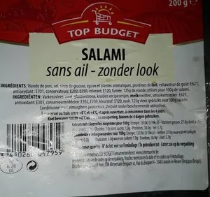 Top budget salami sans ail200g