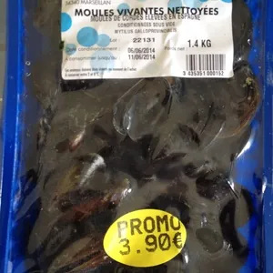 Moules vivantes nettoyées