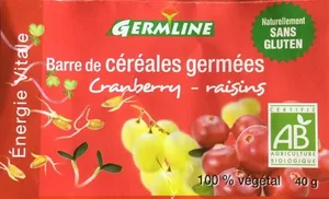 Barre de céréales germées cranberry et raisins bio