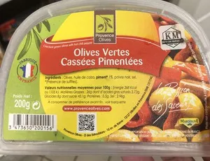 Olives Vertes Cassées Pimentées