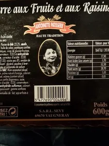 Barre aux fruits et aux raisins