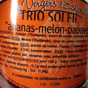 Trio soleil ananas melon papaye
