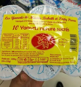 Yaourts natures sucrés