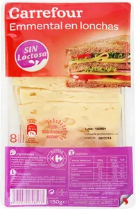 Queso emmental loncheado sin lactosa