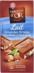 Chocolat au lait aux amandes brisées caramélisées et pointe de sel