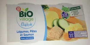 Légumes, pâtes et saumon avec morceaux - Dès 12 mois