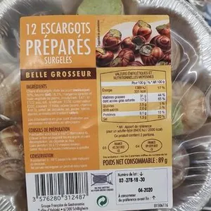 12 Escargots préparés surgelés