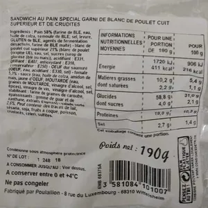 Le casse-croûte - Sandwich Pavé Poulet