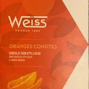 Chocolat Noir 67% Cacao Oranges Confites