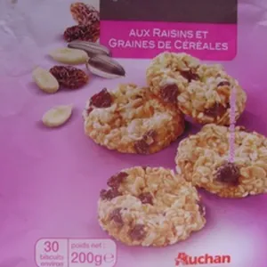 Biscuits aux raisins secs et graines de céréales (30 biscuits environ)