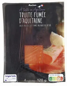 Auchan terroir truite fumee d'aquitaine 4 tranches 120g