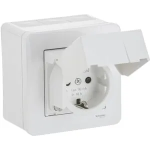 Schneider Electric Wde002979 Vägguttag Med Jordfelsbrytare, Utv, Ip44, Vit, Strömbrytare & Vägguttag