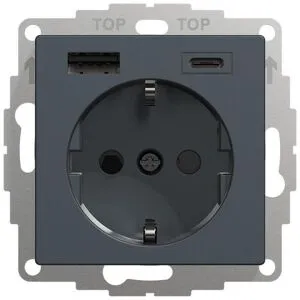 Schneider Electric Exxact Vägguttag Antracit, Strömbrytare & Vägguttag