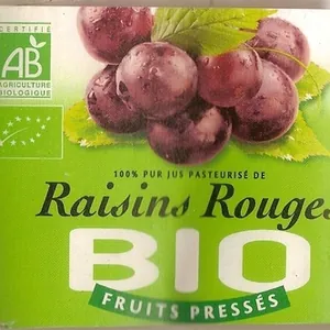 100 % Pur Jus Pasteurisé de Raisin Rouges