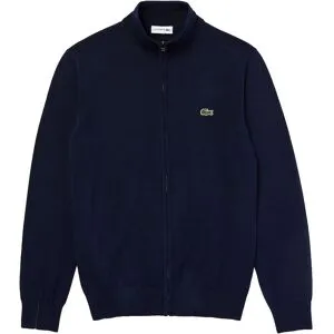 Lacoste Stand-Up Collar Organic Cotton Zippered Sweater Herr, Navy Blue, 4