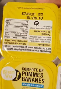 Compote de pomme et banane allegee Bien Vu