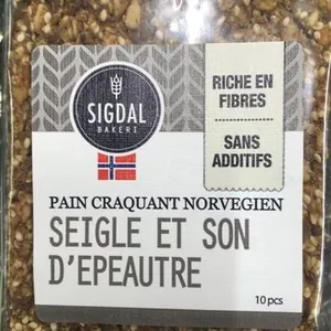 Pain craquant norvégien seigle et son d’épeautre