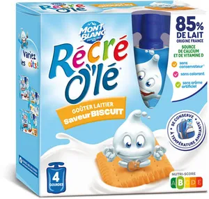 RÉCRÉ O'LÉ Goûter laitier Gourdes Saveur Biscuit 4x85g