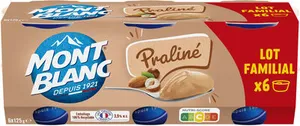 MONT BLANC Crème dessert Coupelles Praliné 6x125g Format Familial