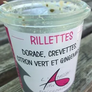 Rillettes dorade, crevettes, citron vert et gingembre