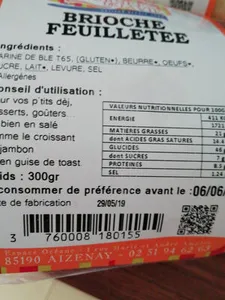 Brioche feuilletée les Fournées de la Vie