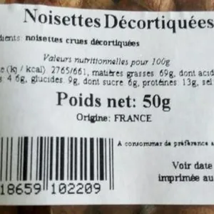 Noisettes décortiquées