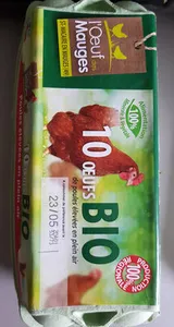 10 Oeufs bio moyens L'OEUF DES MAUGES