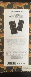Chocolat noir praliné tonka piment de Cayenne
