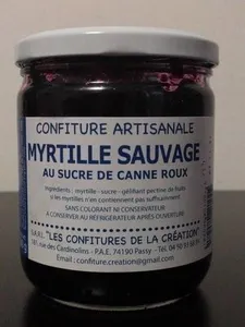 Confiture artisanale myrtille sauvage au sucre de canne roux
