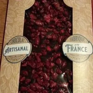 Tablette de chocolat noir et pépites de framboise s