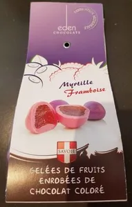 Gelées de fruits enrobées de chocolat coloré