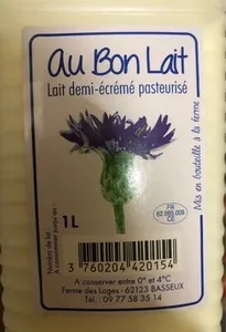 Lait demi-écrémé pasteurisé
