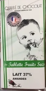La Tablette Fruits Secs - Chocolat Lait 37% Amandes