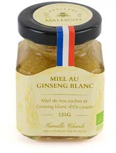 Les Abeilles de Malescot - Organic Raw Honey w/ White Ginseng, 125g (4.4oz)