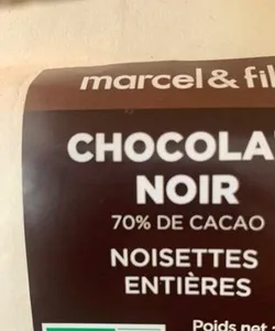 Chocolat noir noisettes entières bio