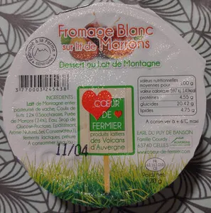 Fromage blanc sur lit de marrons