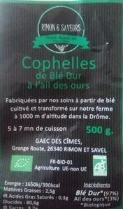 Cophelles de Blé Dur à l'ail des ours (500g)