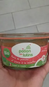 Purée de pomme et fraise à la menthe