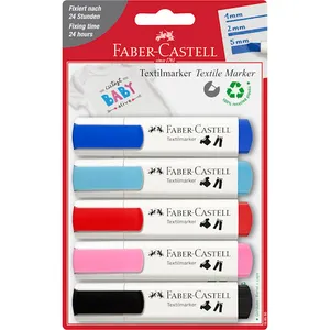 Textilpennor 5 färger, Faber-Castell