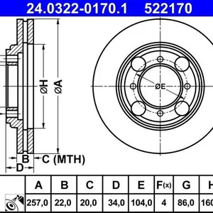 Bromsskiva ATE 24.0322-0170.1