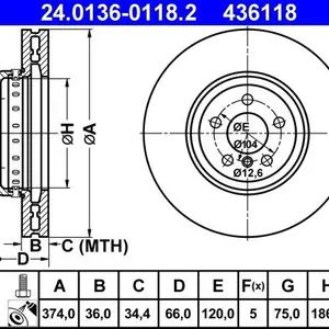 Bromsskiva ATE 24.0136-0118.2