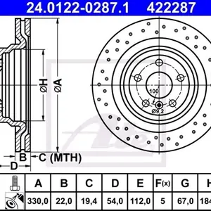 Bromsskiva ATE 24.0122-0287.1
