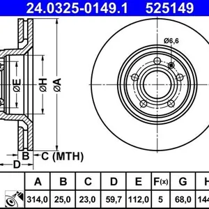 Bromsskiva ATE 24.0325-0149.1