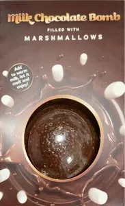 Milk chocolate bomb filled with marshmallows