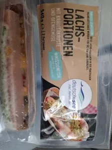 lachsportionen mit Kräuterkruste und Gemüse