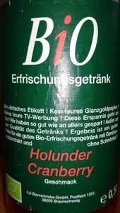 Bio Erfrischungsgetränk Holunder Cranberry